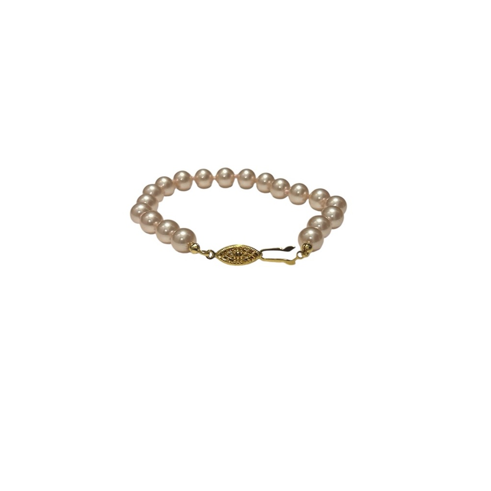 Vintage Pink Freshwater Pearl Bracelet with Gold Clasp